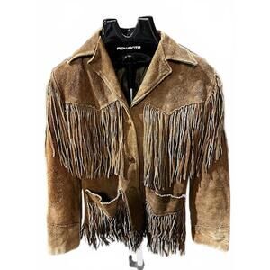 Vintage Brown Suede Fringe Western Jacket Women’s S